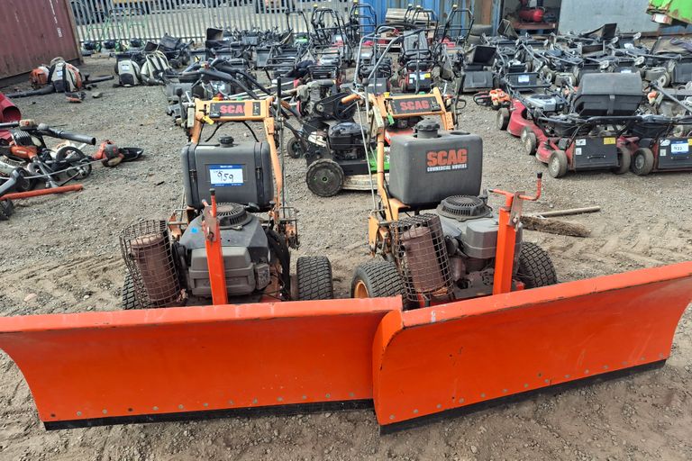 2X SCAG MOWERS WITH SNOW PLOUGHS 